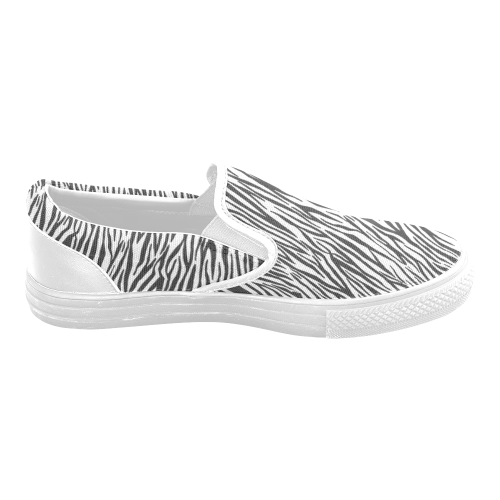 Zebra Stripes Women's Unusual Slip-on Canvas Shoes (Model 019)