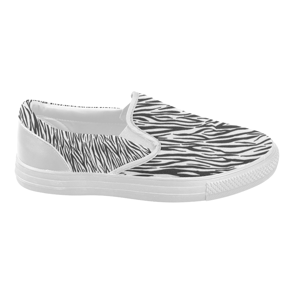 Zebra Stripes Women's Slip-on Canvas Shoes (Model 019)