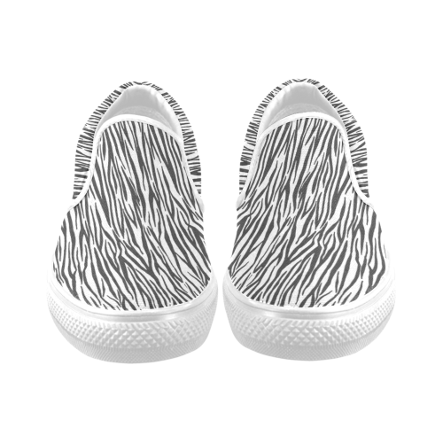 Zebra Stripes Women's Unusual Slip-on Canvas Shoes (Model 019)