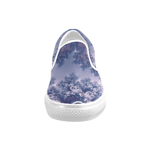 Purple Frost Fractal Women's Unusual Slip-on Canvas Shoes (Model 019)