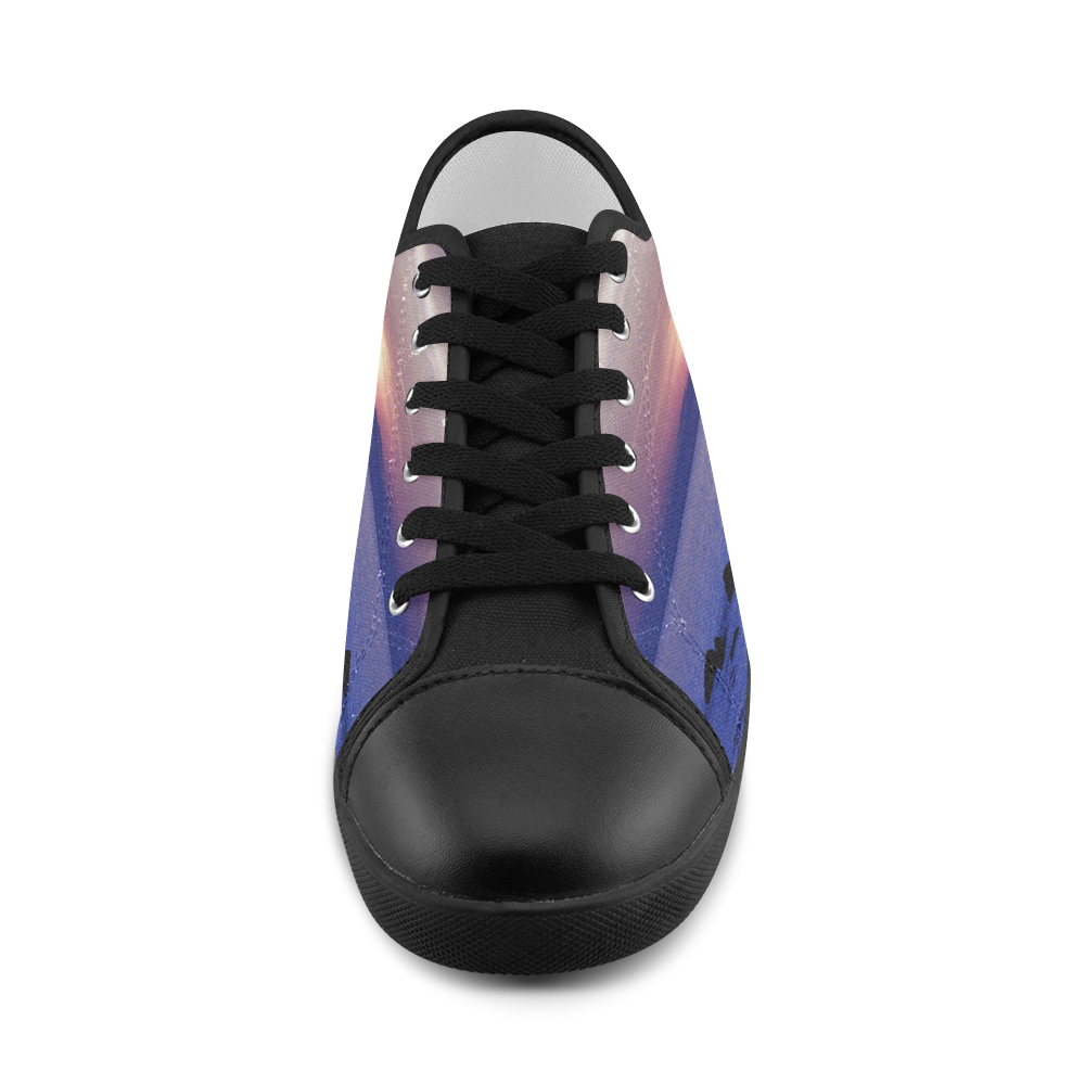 Blue and Purple Sunset Men's Canvas Shoes (Model 016)