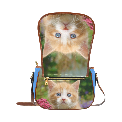 Cute Ginger Kitten Funny Baby Pet Animal in a Garden Photo for Cat Lovers Saddle Bag/Small (Model 1649) Full Customization