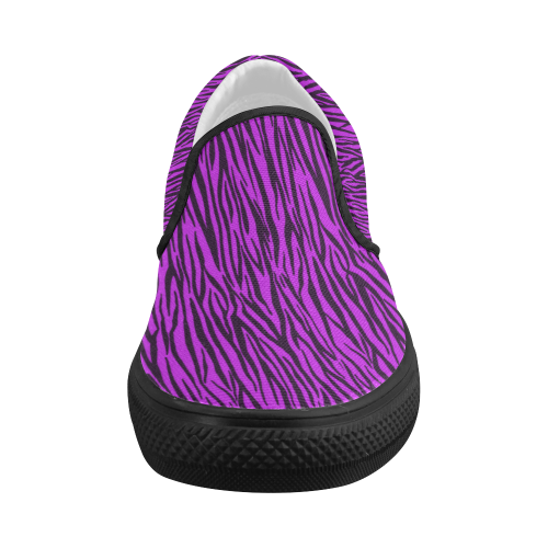 Purple Zebra Stripes Women's Slip-on Canvas Shoes (Model 019)