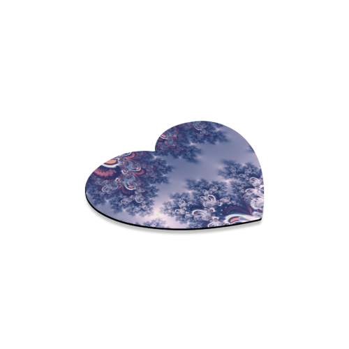 Purple Frost Fractal Heart Coaster