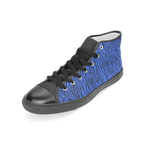 Blue Zebra Stripes Women's Classic High Top Canvas Shoes (Model 017)