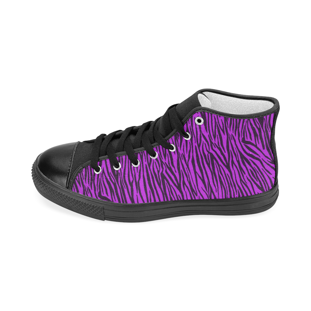 Purple Zebra Stripes Women's Classic High Top Canvas Shoes (Model 017)