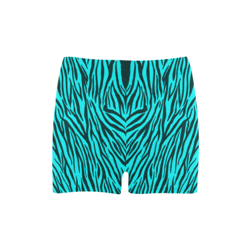 Turquoise Zebra Stripes Briseis Skinny Shorts (Model L04)