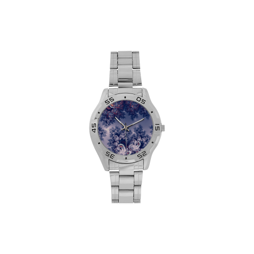 Purple Frost Fractal Men's Stainless Steel Analog Watch(Model 108)