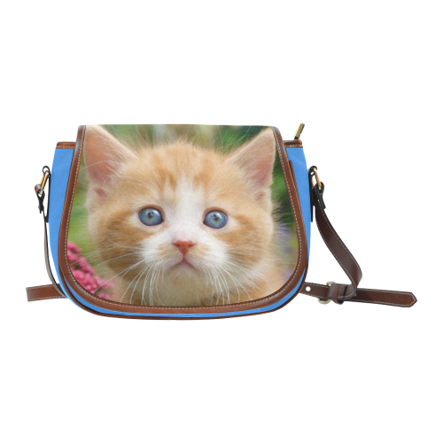 Cute Ginger Kitten Funny Baby Pet Animal in a Garden Photo for Cat Lovers Saddle Bag/Small (Model 1649) Full Customization