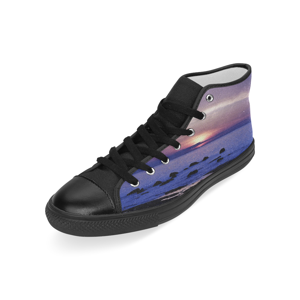Blue and Purple Sunset Men’s Classic High Top Canvas Shoes (Model 017)