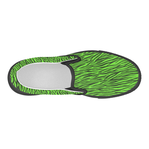 Green Zebra Stripes Women's Slip-on Canvas Shoes (Model 019)