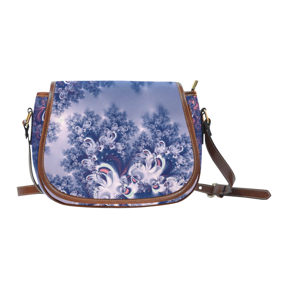 Purple Frost Fractal Saddle Bag/Small (Model 1649) Full Customization