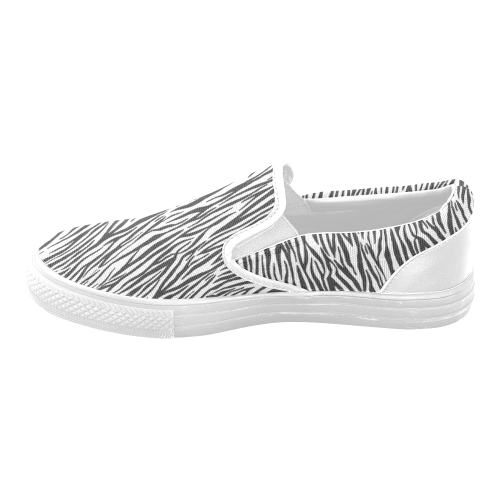Zebra Stripes Women's Unusual Slip-on Canvas Shoes (Model 019)