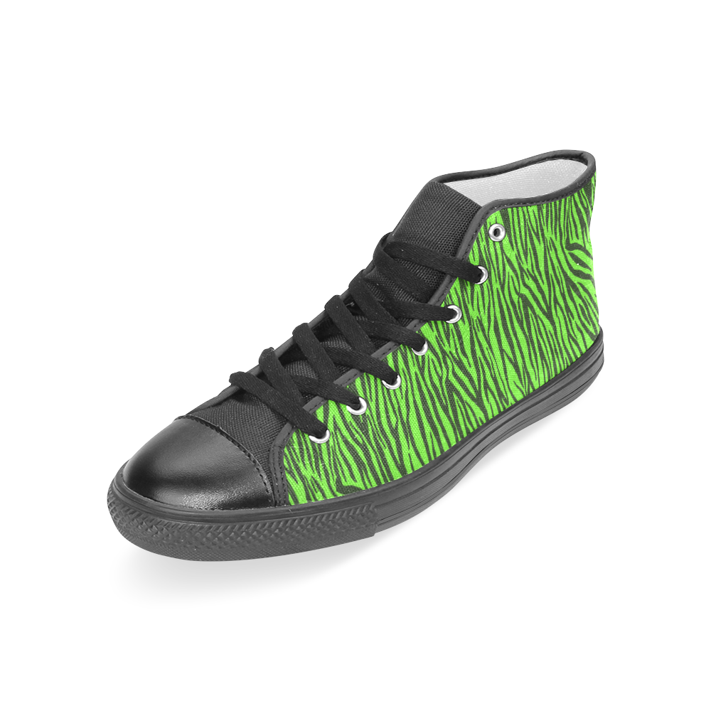 Green Zebra Stripes Women's Classic High Top Canvas Shoes (Model 017)