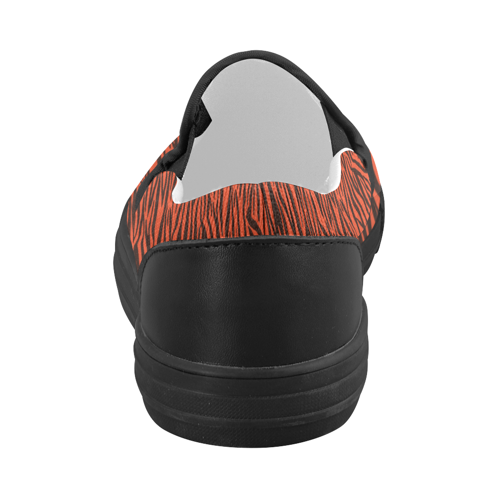 Orange Zebra Stripes Women's Slip-on Canvas Shoes (Model 019)