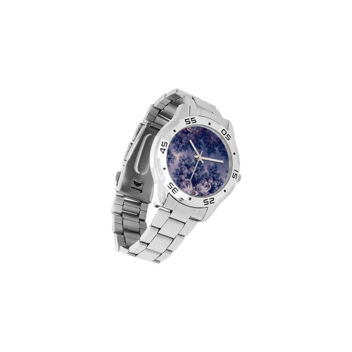 Purple Frost Fractal Men's Stainless Steel Analog Watch(Model 108)