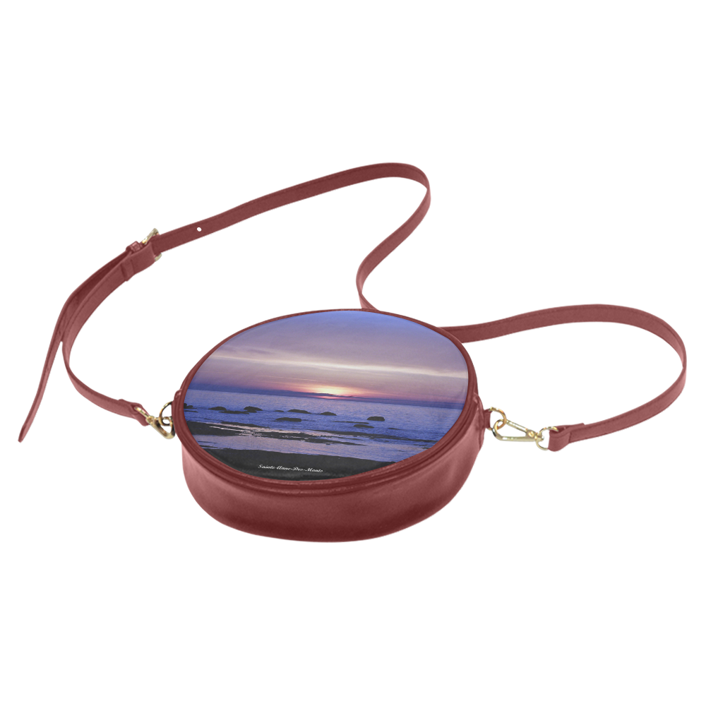 Blue and Purple Sunset Round Sling Bag (Model 1647)