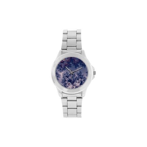 Purple Frost Fractal Unisex Stainless Steel Watch(Model 103)