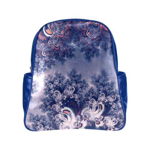 Purple Frost Fractal Multi-Pockets Backpack (Model 1636)