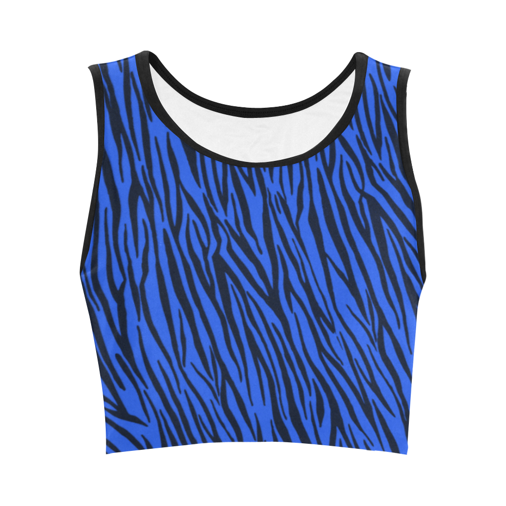Blue Zebra Stripes Women's Crop Top (Model T42) ID D302515