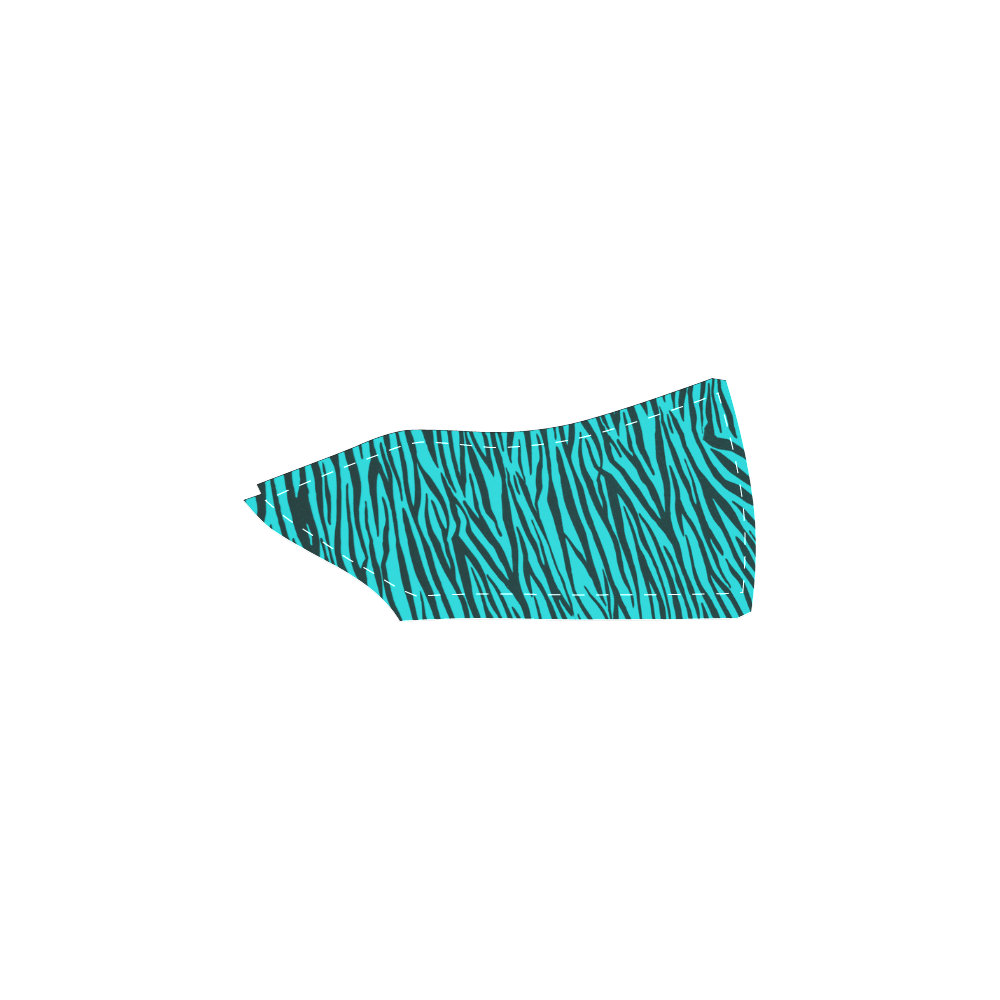 Turquoise Zebra Stripes Women's Unusual Slip-on Canvas Shoes (Model 019)
