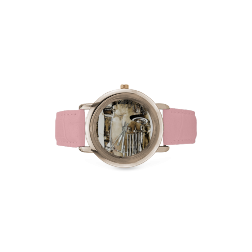 Vintage Chevrolet Chevy Truck Women's Rose Gold Leather Strap Watch(Model 201)