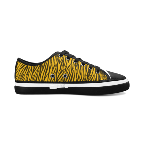 Yellow Zebra Stripes Women's Canvas Zipper Shoes (Model 001)