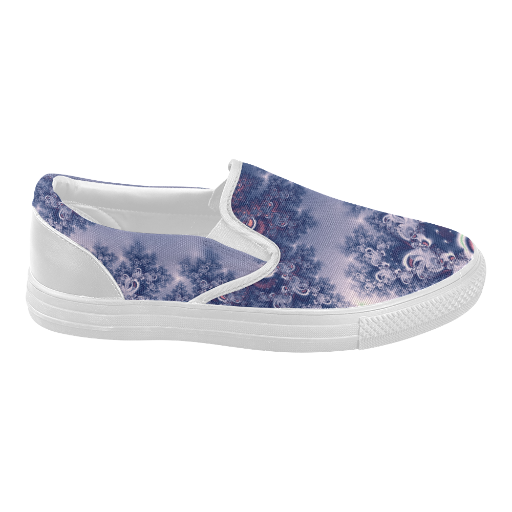 Purple Frost Fractal Women's Slip-on Canvas Shoes (Model 019)