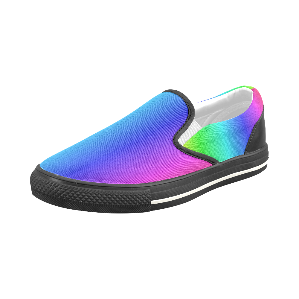 Crayon Box Ombre Rainbow Men's Slip-on Canvas Shoes (Model 019)