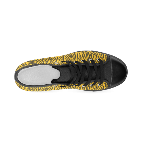 Yellow Zebra Stripes Women's Classic High Top Canvas Shoes (Model 017)