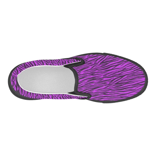 Purple Zebra Stripes Women's Slip-on Canvas Shoes (Model 019)