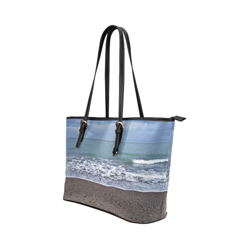 Foam on the Beach Leather Tote Bag/Large (Model 1651)