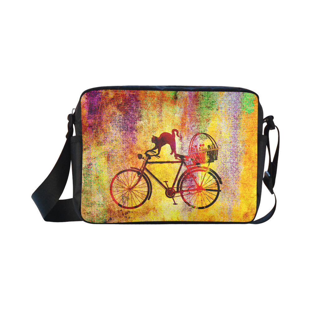 Cat and Bicycle Classic Cross-body Nylon Bags (Model 1632)