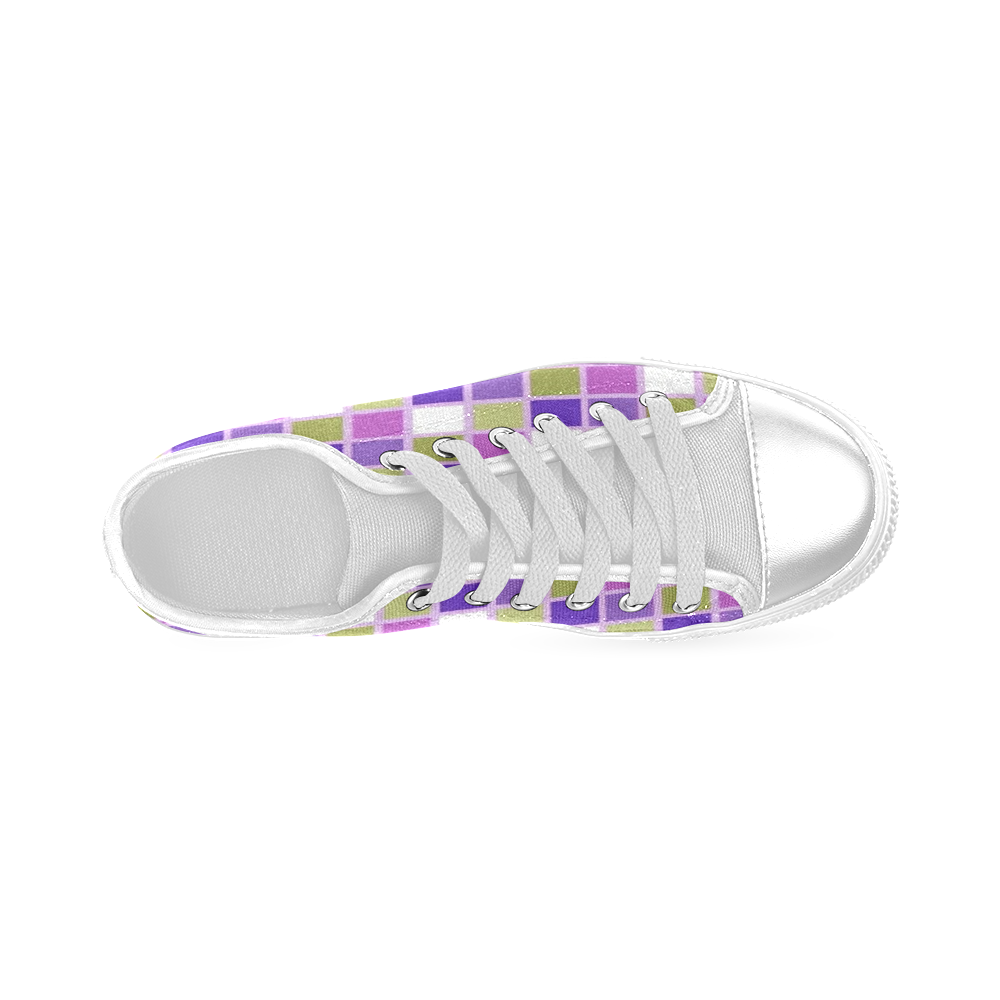Harlequin Sage Green Lavender Purple Women's Classic Canvas Shoes (Model 018)