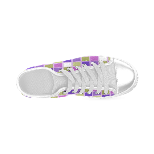 Harlequin Sage Green Lavender Purple Women's Classic Canvas Shoes (Model 018)