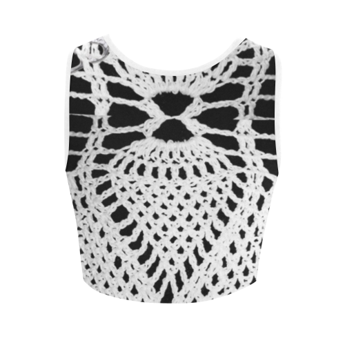Women custom crochet print reversible sports Bra_CAM237design Women's Crop Top (Model T42)