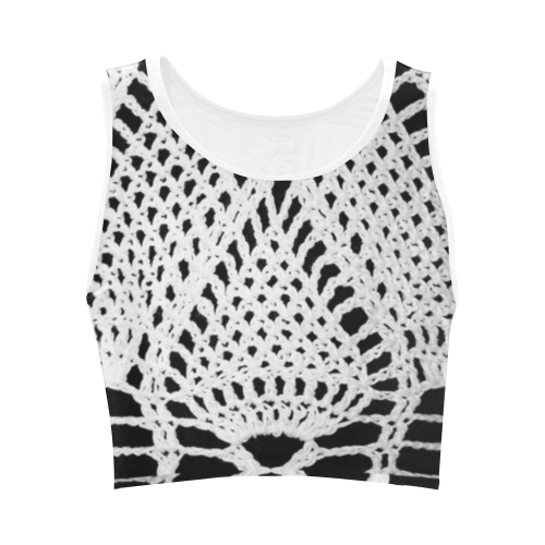 Women custom crochet print reversible sports Bra_CAM237design Women's Crop Top (Model T42)