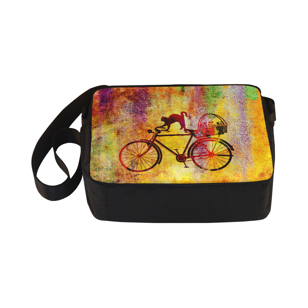 Cat and Bicycle Classic Cross-body Nylon Bags (Model 1632)