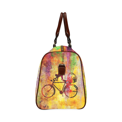 Cat and Bicycle Waterproof Travel Bag/Small (Model 1639)