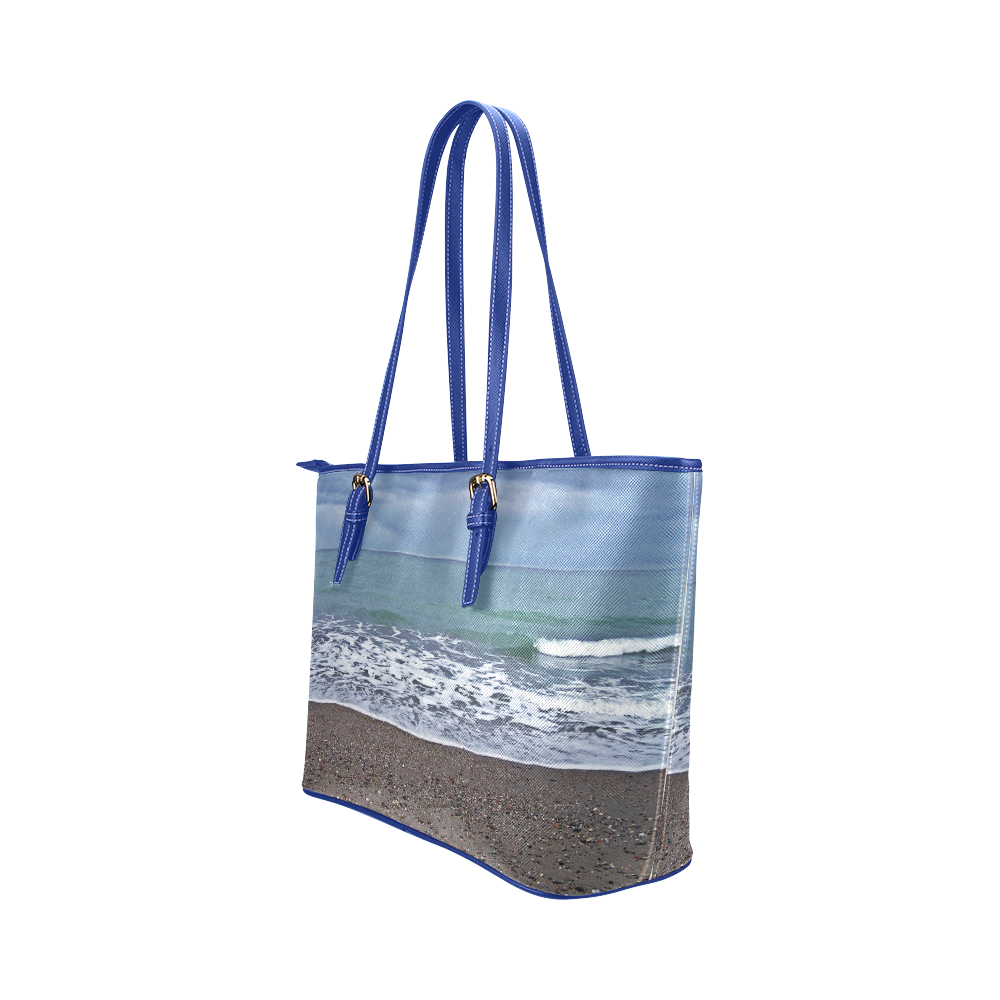 Foam on the Beach Leather Tote Bag/Small (Model 1651)