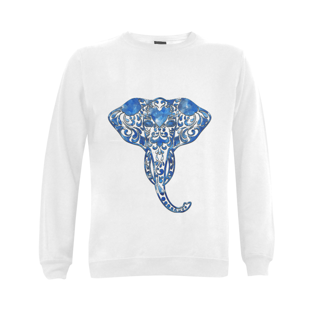 Blue Denim Elephant Gildan Crewneck Sweatshirt(NEW) (Model H01)