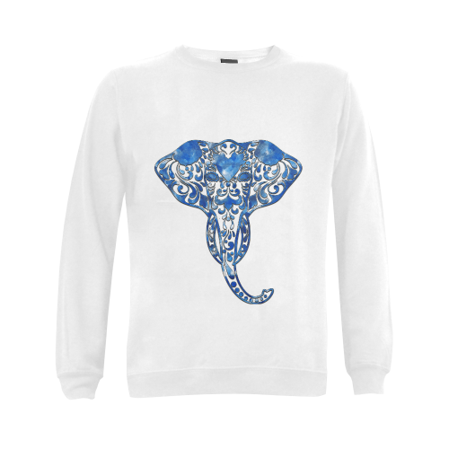 Blue Denim Elephant Gildan Crewneck Sweatshirt(NEW) (Model H01)