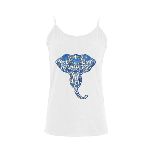 Blue Denim Elephant Women's Spaghetti Top (USA Size) (Model T34)