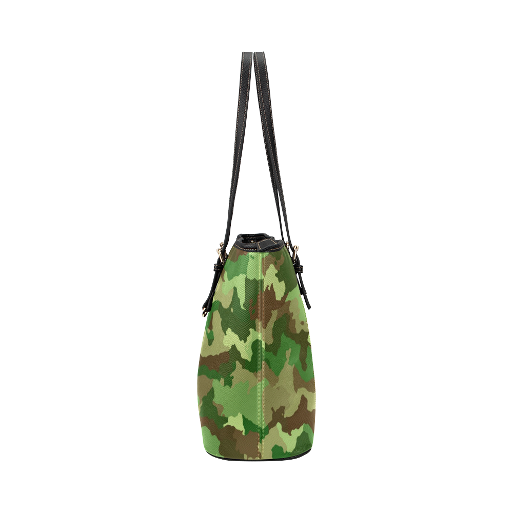camouflage green Leather Tote Bag/Small (Model 1651)