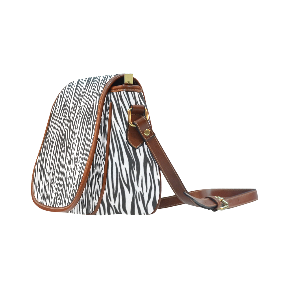 Zebra Stripes Animal Print Fur Saddle Bag/Large (Model 1649)
