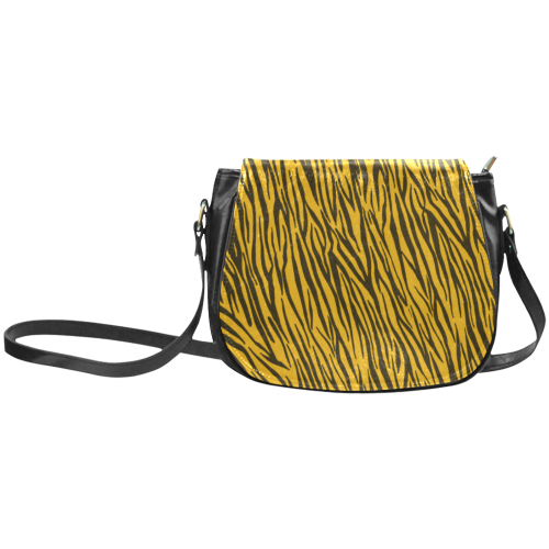 Yellow Zebra Stripes Animal Print Fur Classic Saddle Bag/Small (Model 1648)