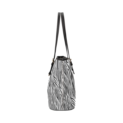 Zebra Stripes Animal Print Fur Leather Tote Bag/Large (Model 1651)