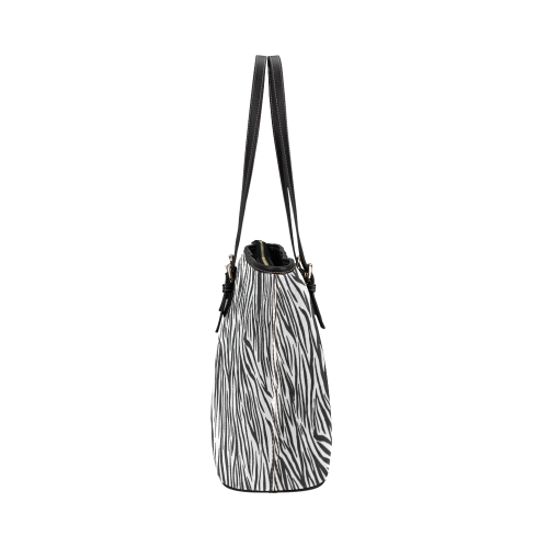 Zebra Stripes Animal Print Fur Leather Tote Bag/Small (Model 1651)