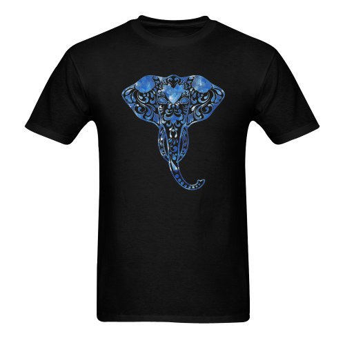 Blue Denim Elephant Men's T-Shirt in USA Size (Two Sides Printing)