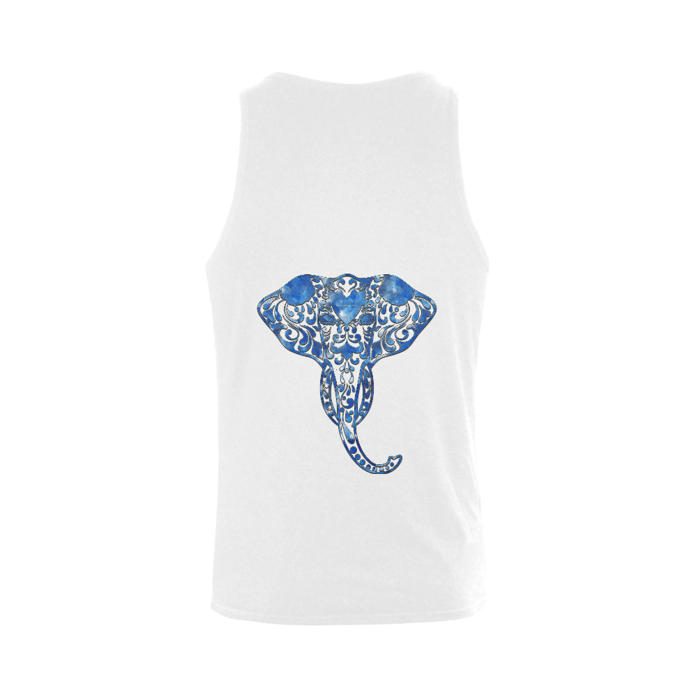 Blue Denim Elephant Plus-size Men's Shoulder-Free Tank Top (Model T33)